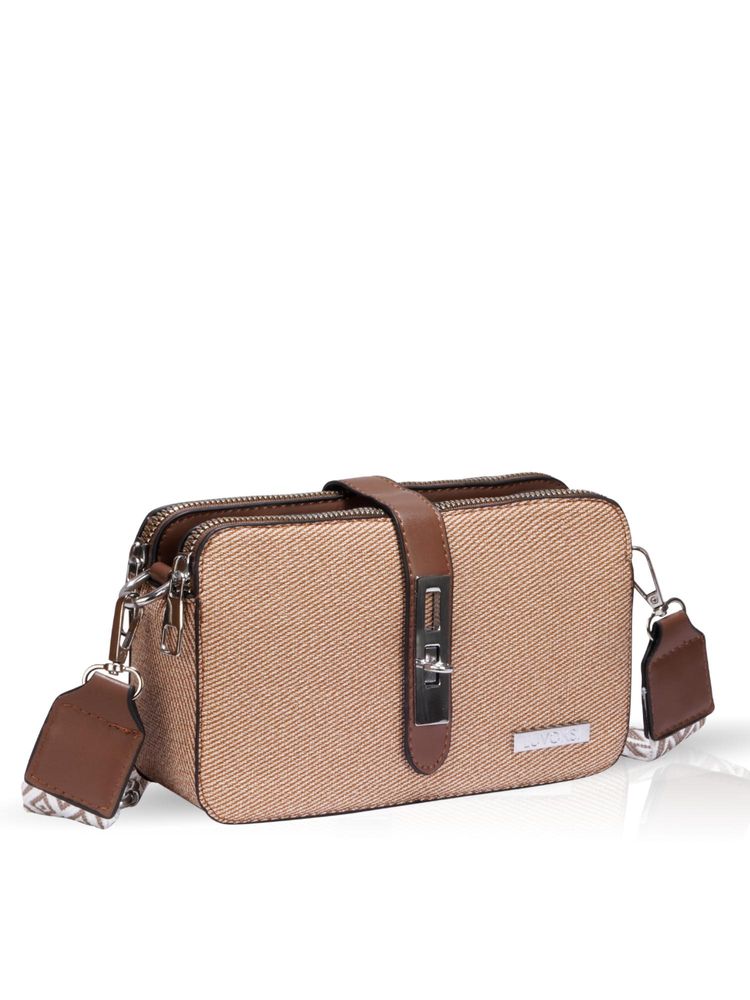 LUVOKSI Brown Textured Sling Bag (Medium)-picture-26