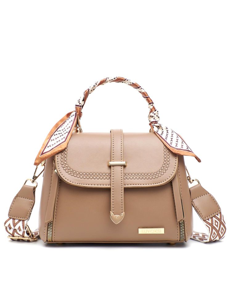 LUVOKSI Beige Solid/Plain Sling Bag (Medium)-image-12
