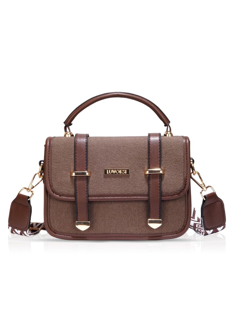 LUVOKSI Brown Textured Sling Bag (Medium)-picture-25