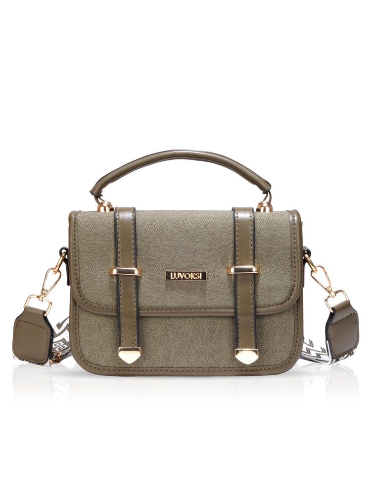 LUVOKSI Olive Textured Sling Bag (Medium)-image-4