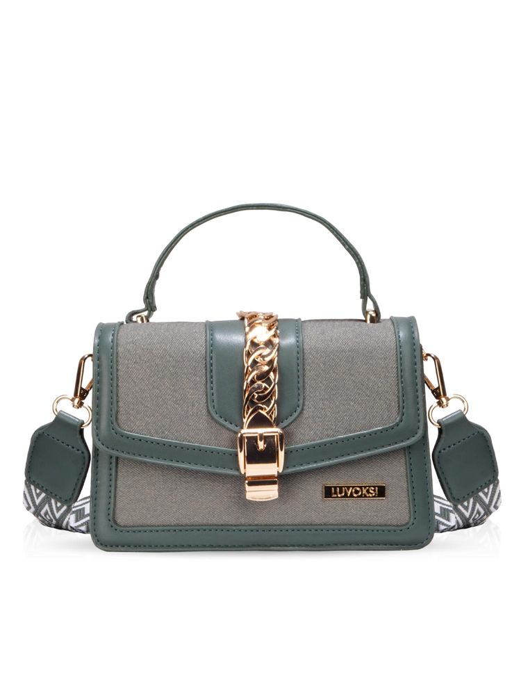 LUVOKSI Green Textured Sling Bag (Medium)-picture-22