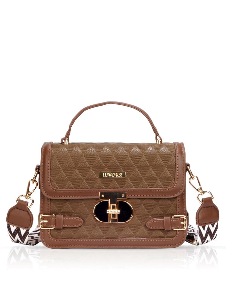 LUVOKSI Brown Textured Sling Bag (Medium)-picture-15