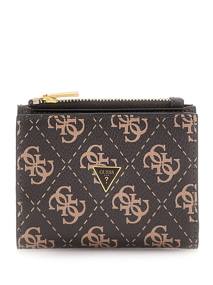 guess fashion Guess Men Dark Brown Printed Milano Bifold Top Zip Wallet-picture-16