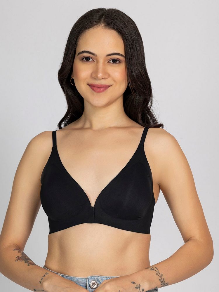 Chelvet Women Black Seamless Padded Front-Closure Bra-picture-37