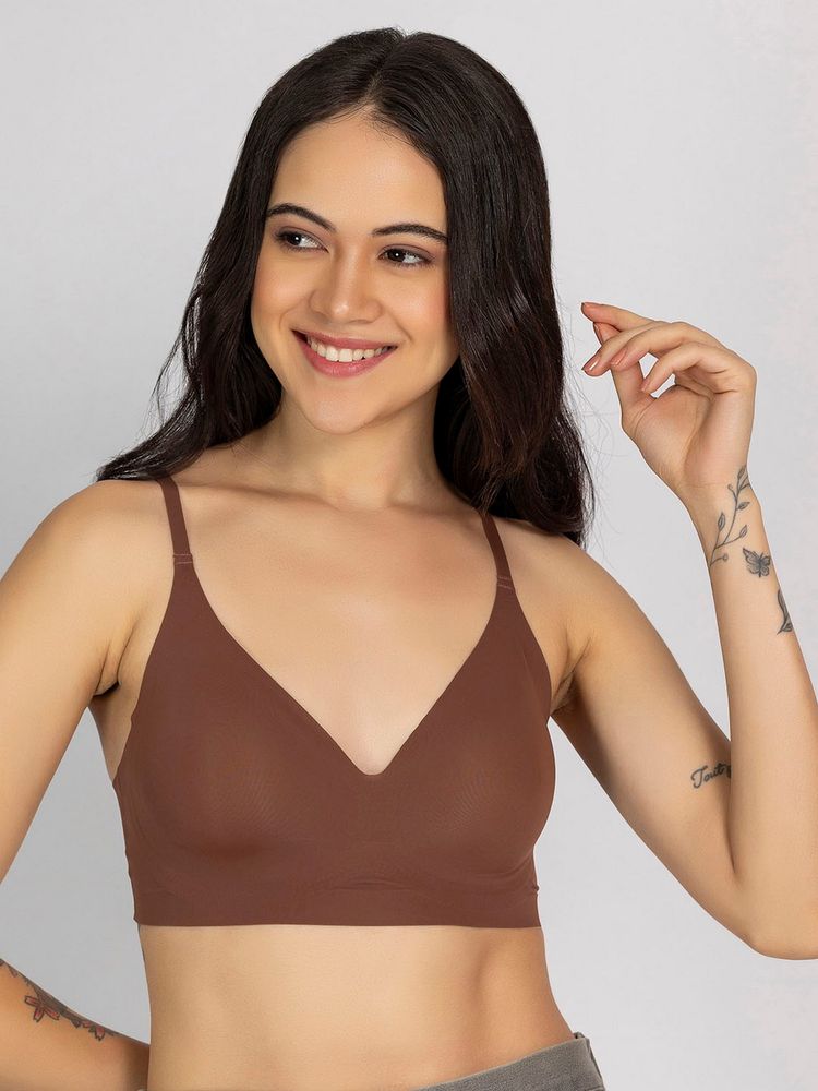 Chelvet Women Brown Seamless Padded Pull On Bra-picture-19