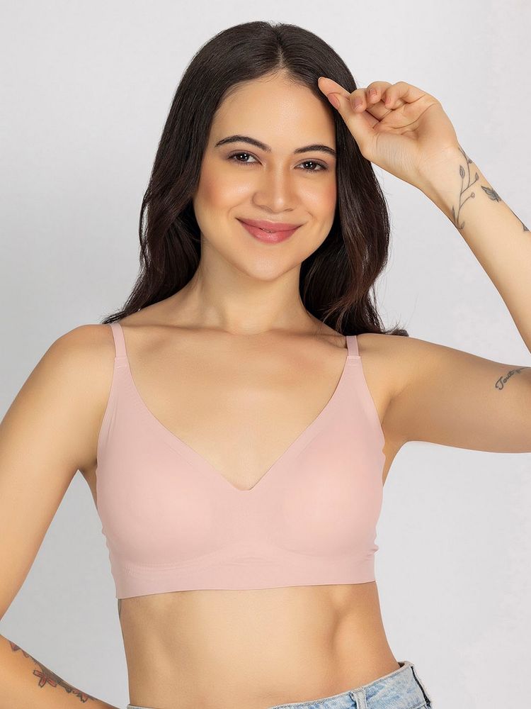 Chelvet Women Light Pink Seamless Padded Pull On Bra-image-17