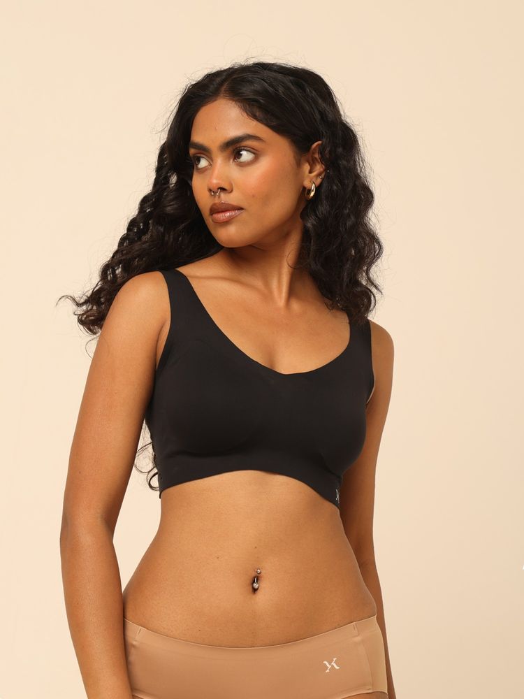 Krvvy Black Ultrasoft Wireless Seamless Bralette Full Coverage Pull On Bra-picture-15
