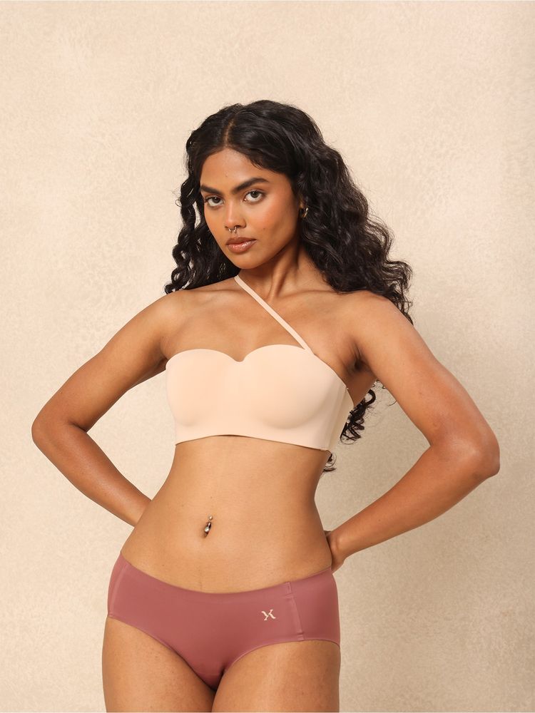 Krvvy Beige Premium Padded Strapless Convertible Multi-Way Seamless Bra-picture-18
