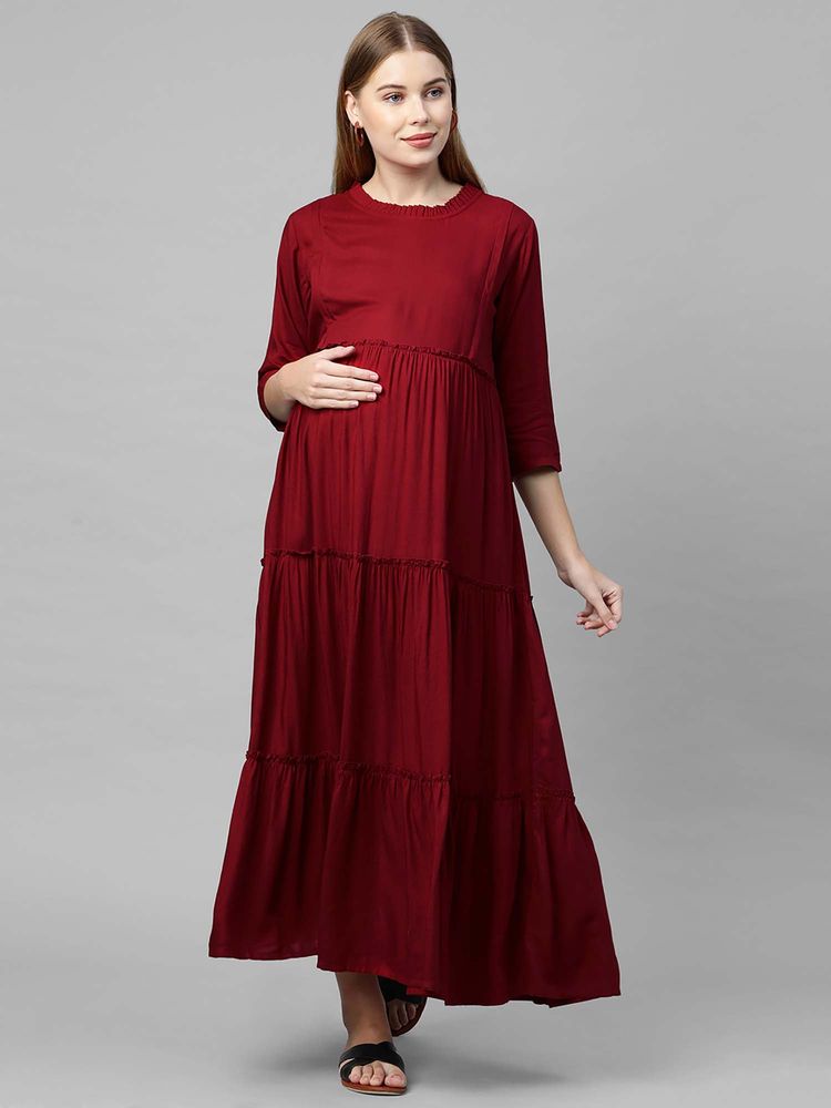 MomToBe Women Solid Maternity Nursing Dress-picture-25