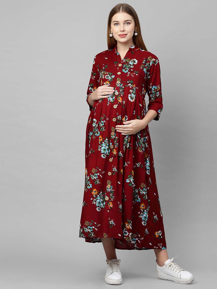 MomToBe Woman Floral Maternity Maxi Dress-picture-23