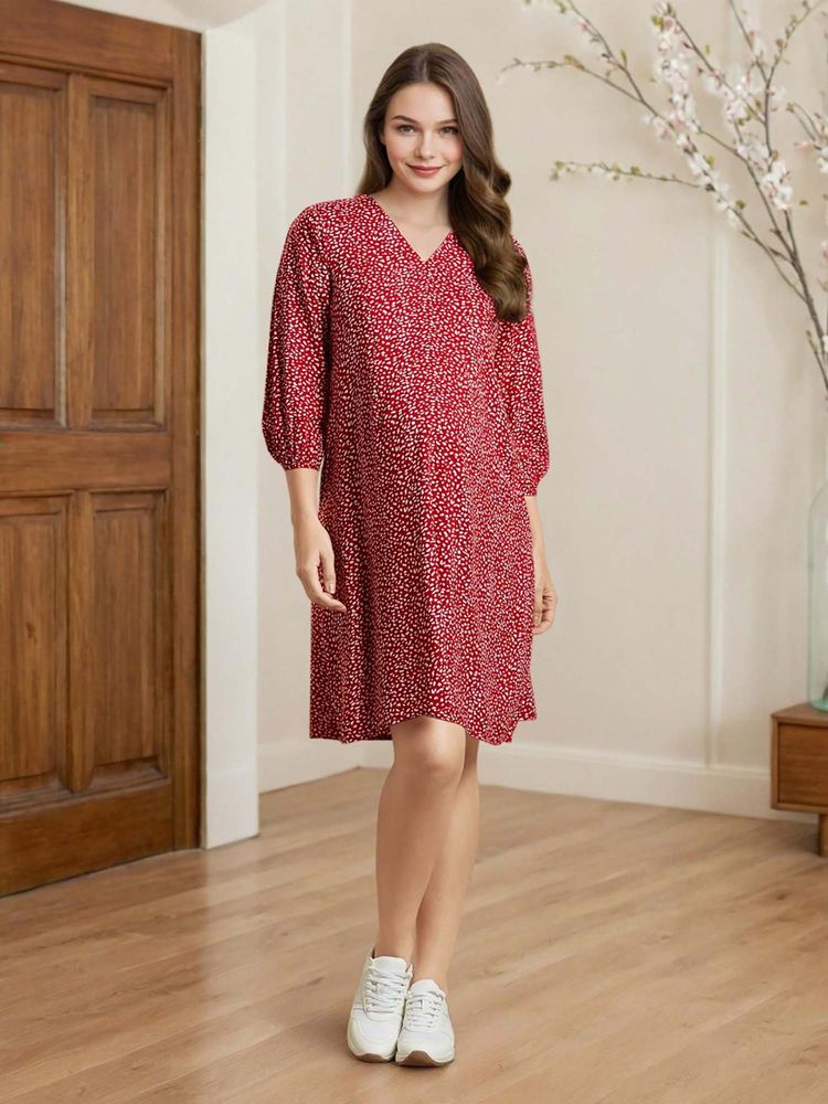 MomToBe Womens Ditsy Print Maternity Dress-picture-11