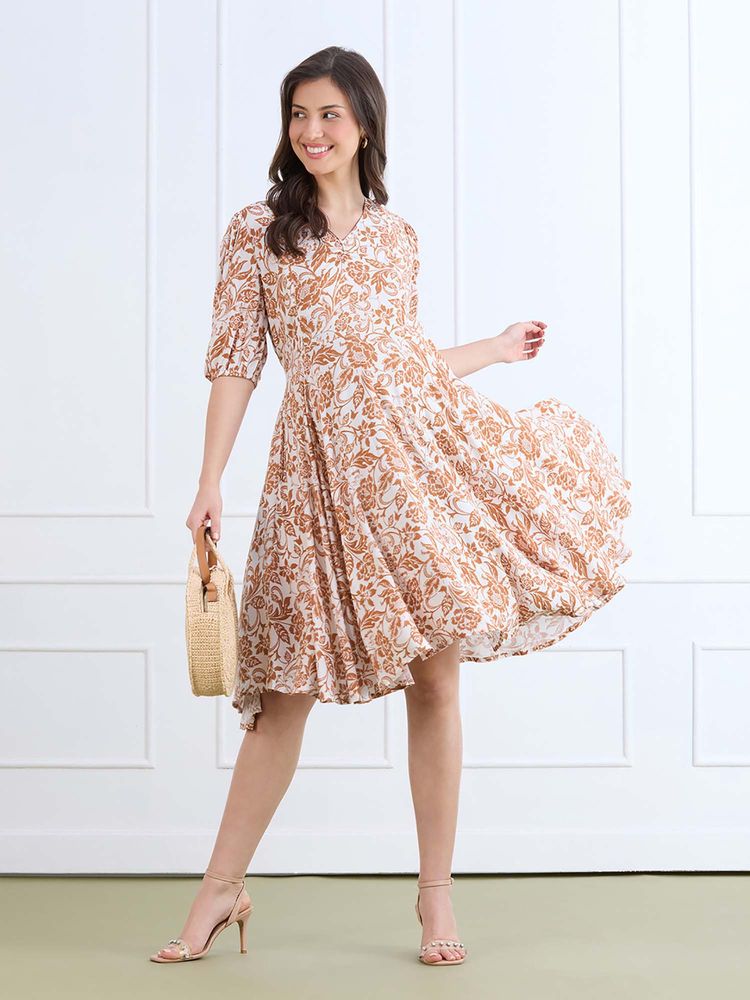 MomToBe Floral Print Puffed Sleeve Maternity Dress-image-7