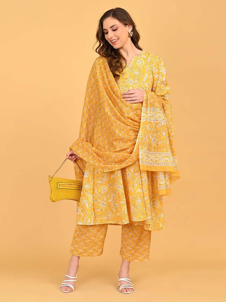 The Mom Store Phoolon Ka Noor Maternity And Nursing Kurta & Pant With Dupatta (Set of 3)-picture-22