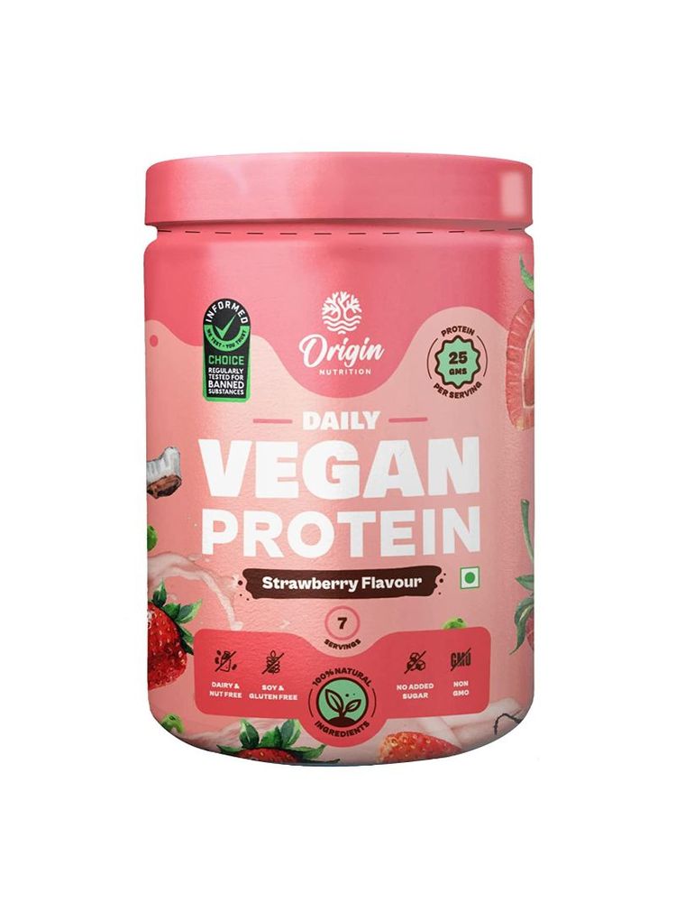 Origin Nutrition 100% Natural Vegan Plant Protein Powder - Strawberry