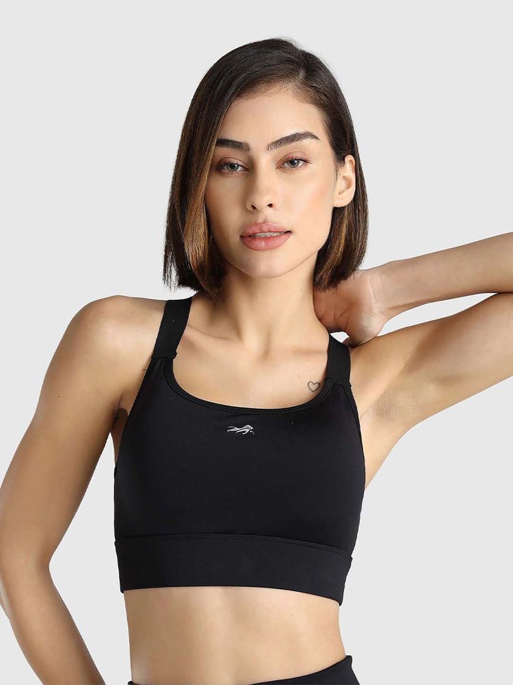Musclemind Women Black Cross-Back Sports Bra-image-32