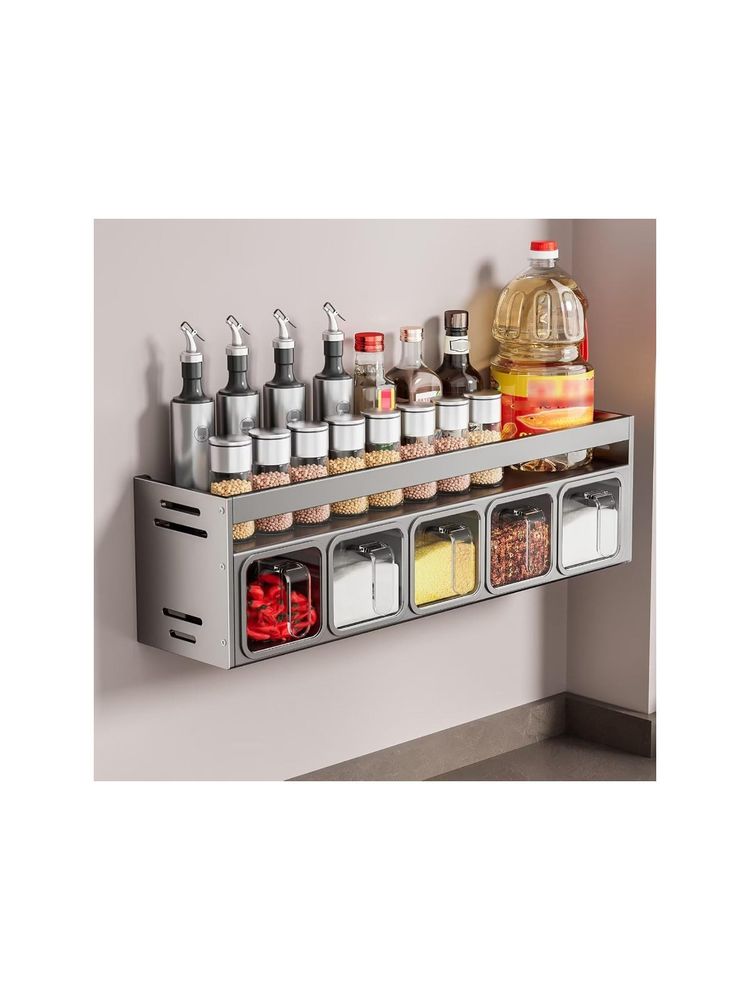 House of Quirk Kitchen Accessories Organizer Condiment Rack Holder 5 Slot (Grey)-picture-27
