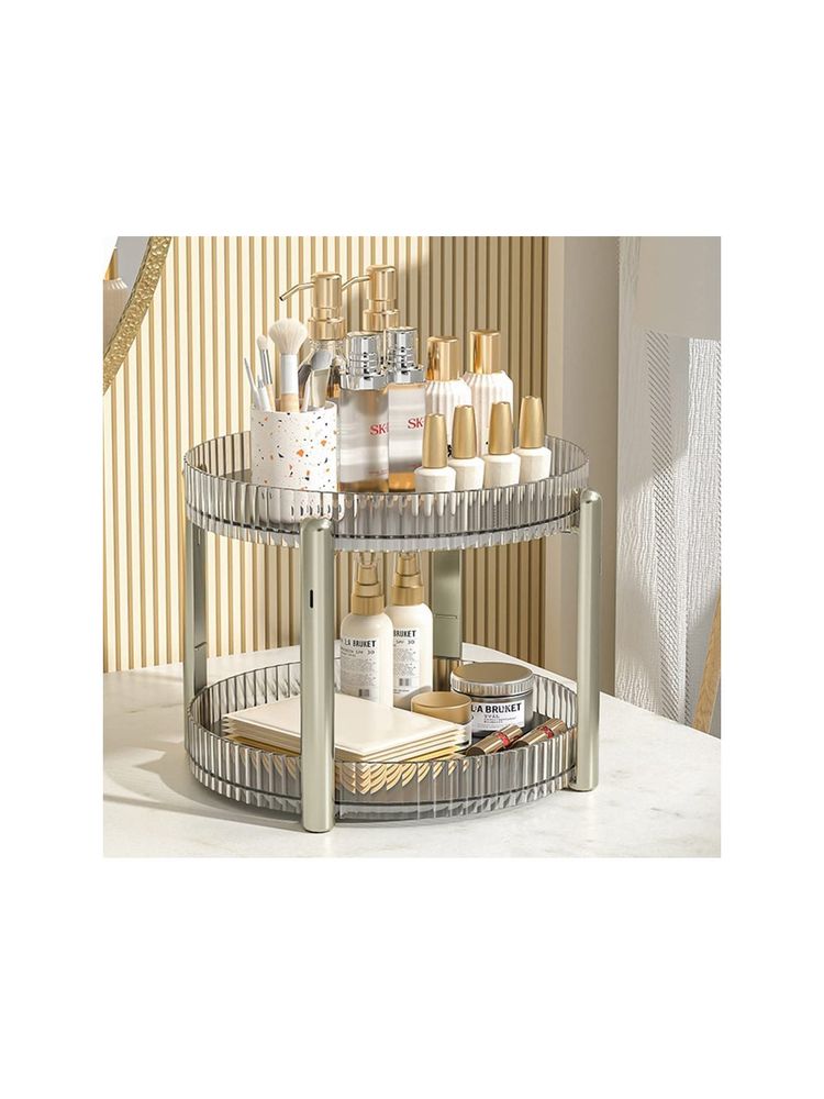 House of Quirk Bathroom Vanity Makeup Organizer Dressing Table Counter (Silver)-image-7