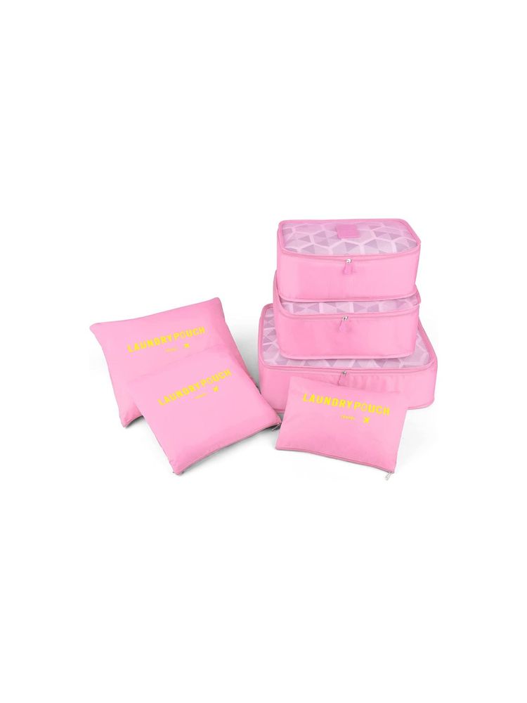 House of Quirk Printed Packing Cubes for Travel Organizer Bags Set of 6 (Light Pink)-image-5