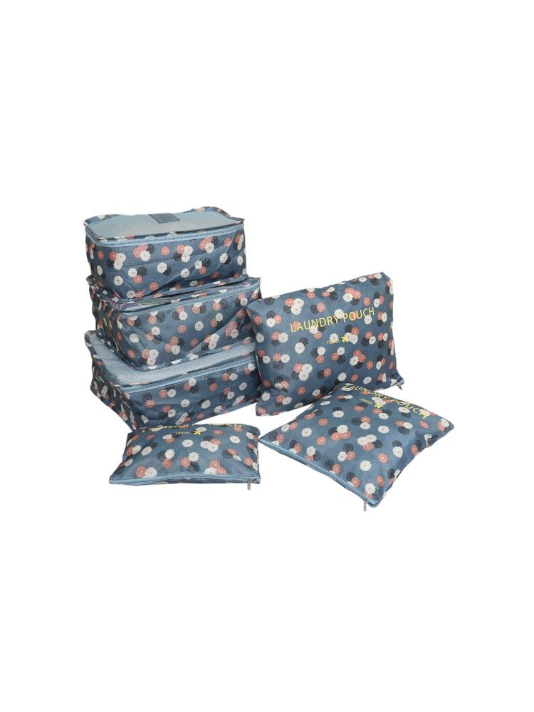 House of Quirk Printed Packing Cubes for Travel Organizer Bags Set of 6 (Blue Flower)-picture-13