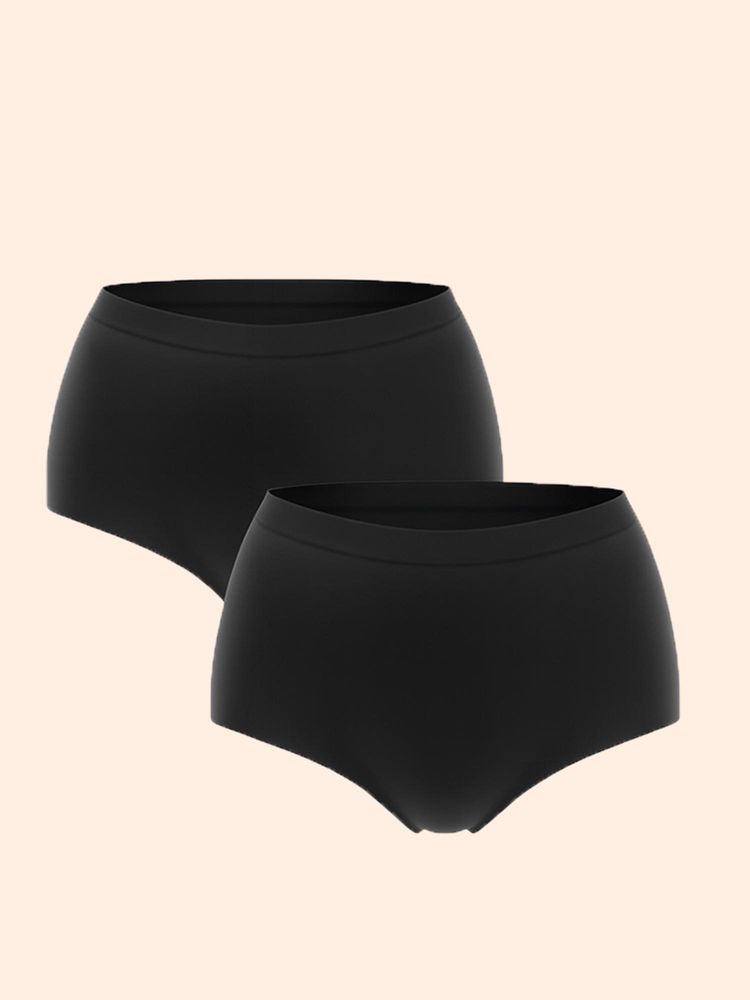 Underneat Women Seamless High Waisted Stretchable Shaper Brief Black (Pack of 2)