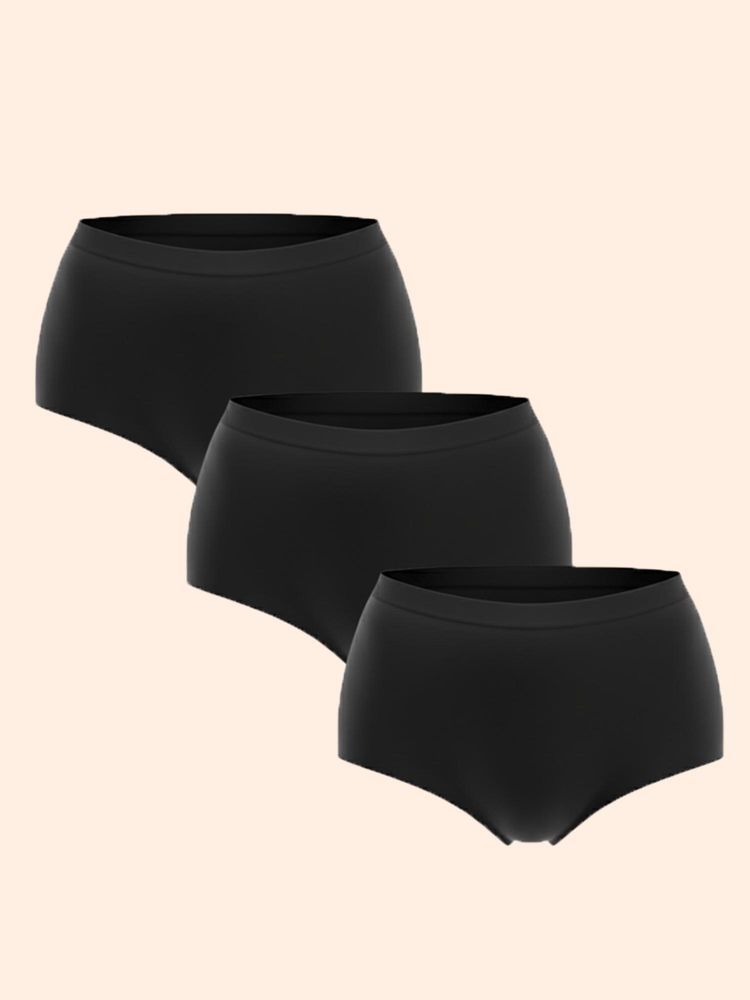 Underneat Women Seamless High Waisted Stretchable Shaper Brief Black (Pack of 3)-picture-15