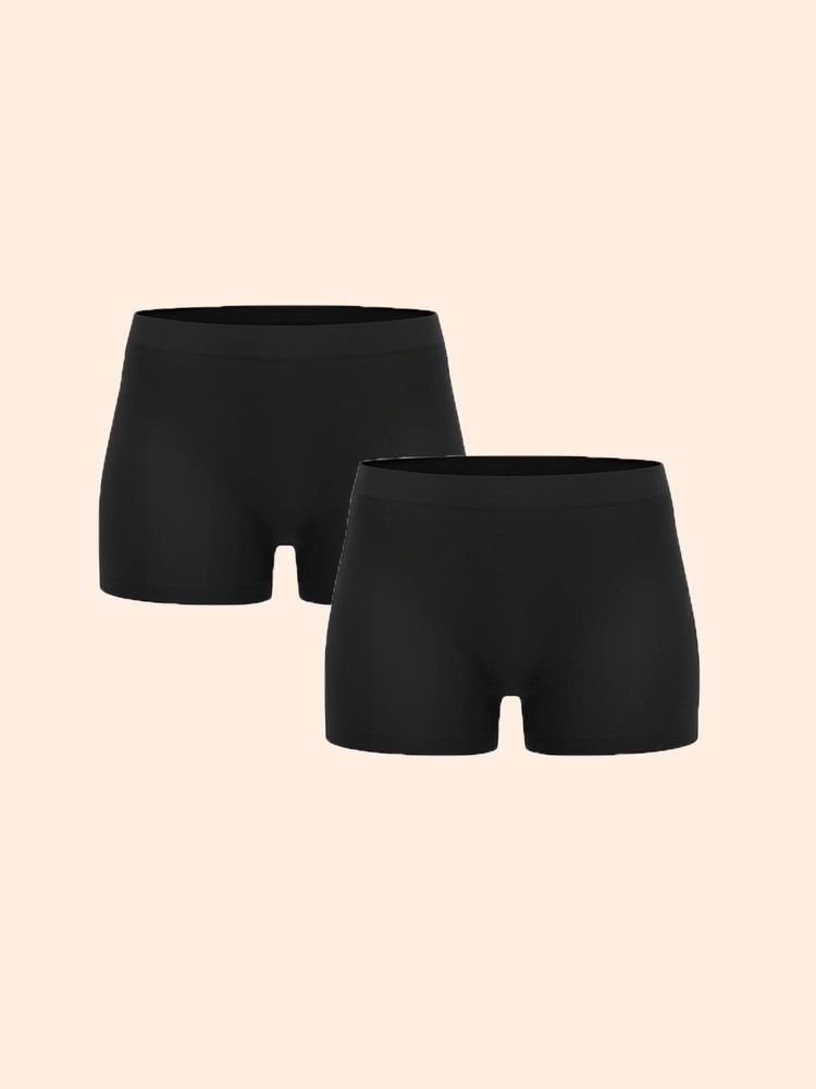 Underneat Women Full Coverage Cut Comfort High Waisted Boy Shorts Black (Pack of 2)-image-5