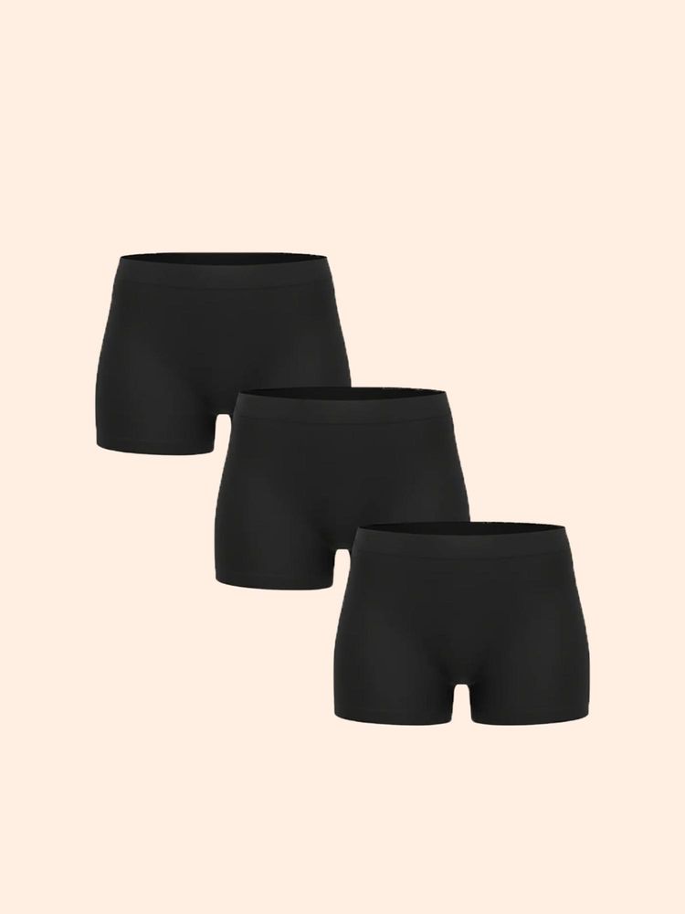 Underneat Women Full Coverage Cut Comfort High Waisted Boy Shorts Black (Pack of 3)-picture-19