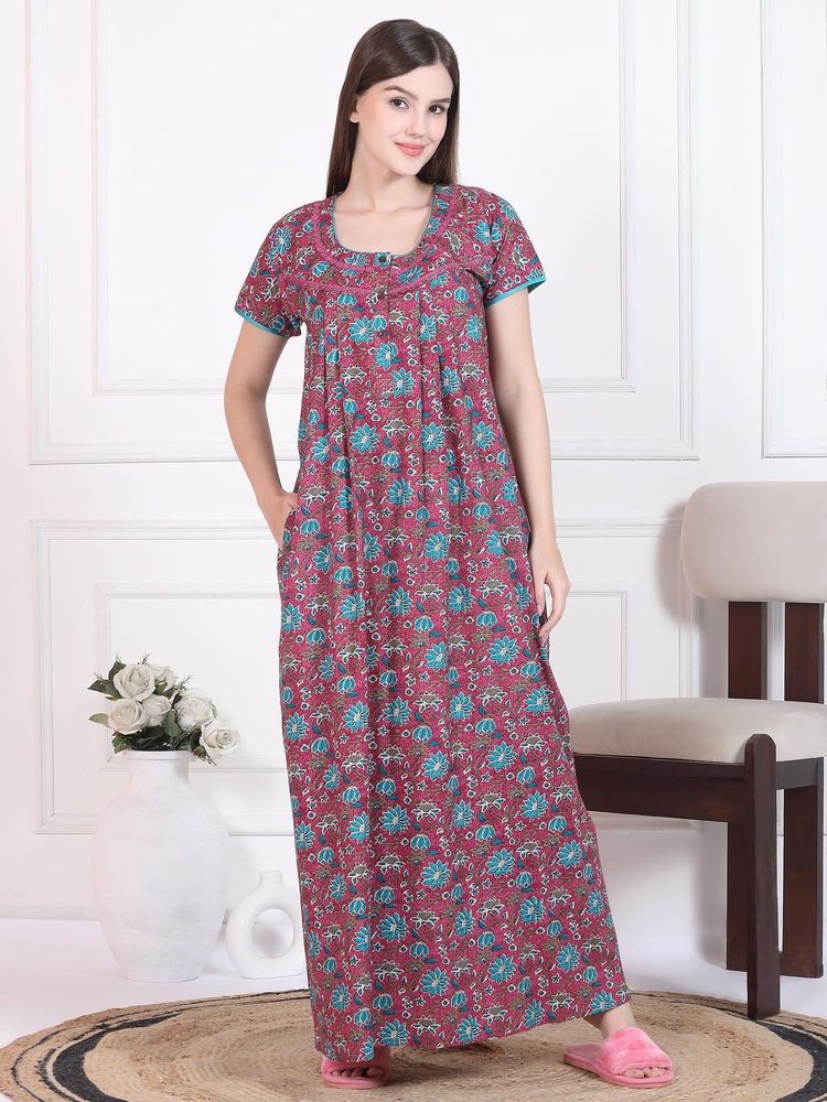 Sweet Dreams Womens Floral Printed Nightdress Multi-Color-picture-22