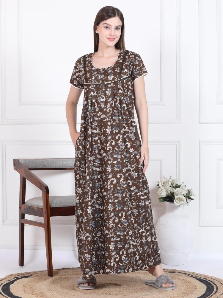 Sweet Dreams Womens Floral Printed Nightdress Brown-picture-25