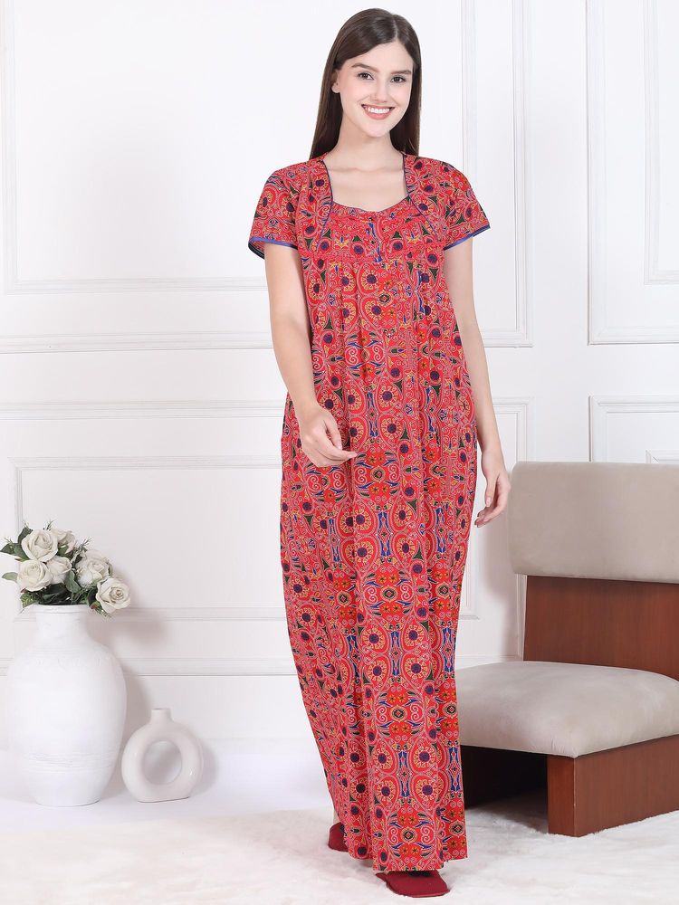 Sweet Dreams Womens Printed Nightdress Red-picture-11