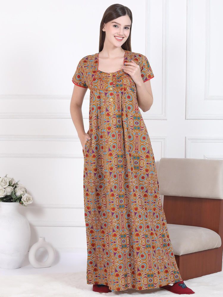Sweet Dreams Womens Printed Nightdress Brown-picture-14