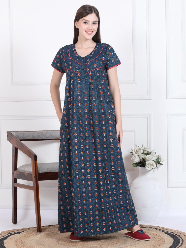 Sweet Dreams Womens Printed Nightdress Blue-picture-10