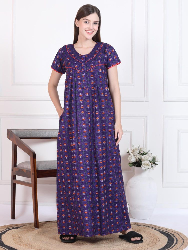 Sweet Dreams Womens Printed Nightdress Purple-picture-15