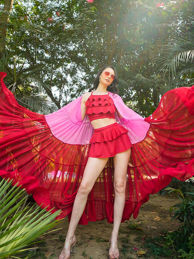 Cukoo Swimwear Long Ruffled Cover Up Sarong-image-32