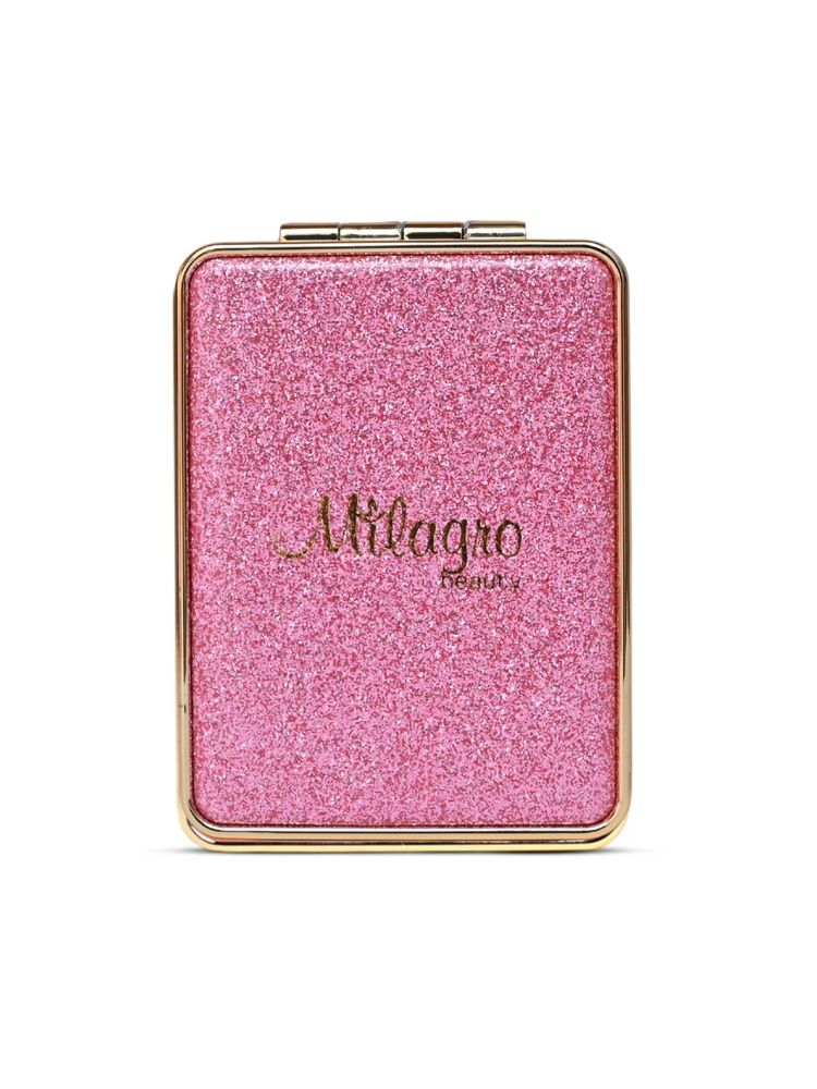 Milagro Beauty Pocket Glitter Hand Mirror Pink-image-1