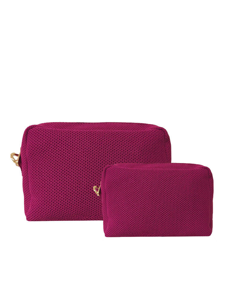 Joon Blu Minimal Magenta Pink Vanity Pouch (Set of 2) (S)