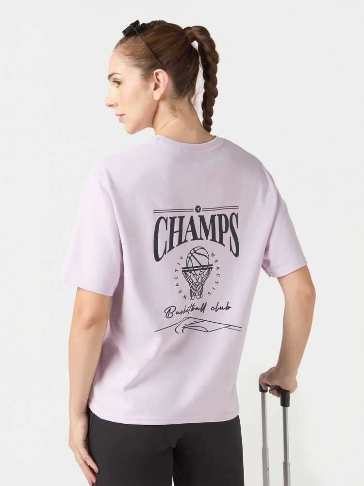 Technosport Purple Women Oversized Back Print T-Shirt-picture-15