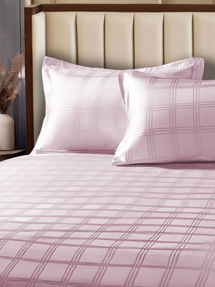 Urban Space Pink Cotton 300Tc Bedsheet with 2 Pillow Covers (King)-image-46
