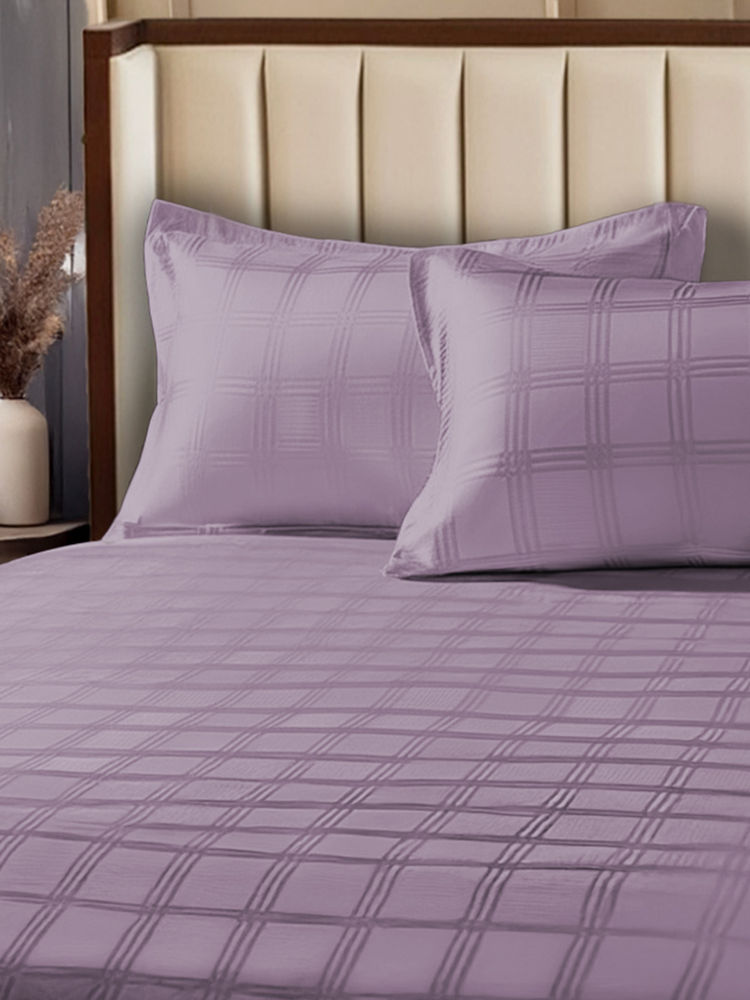 Urban Space Purple Cotton 300Tc Bedsheet with 2 Pillow Covers (King)-picture-9