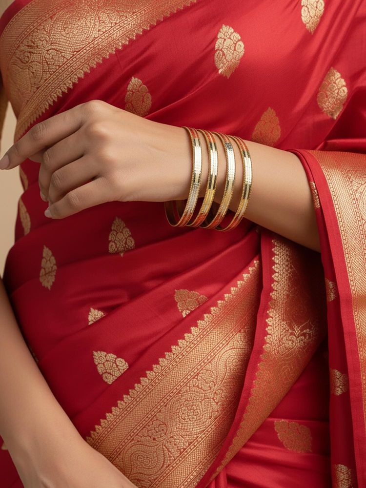 NVR Women Gold Plated CZ Toned Bangles (Pack of 4)-picture-17