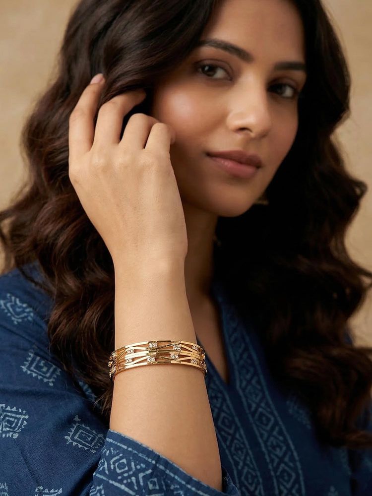 NVR Women Gold Plated CZ Stone Bangles-picture-12
