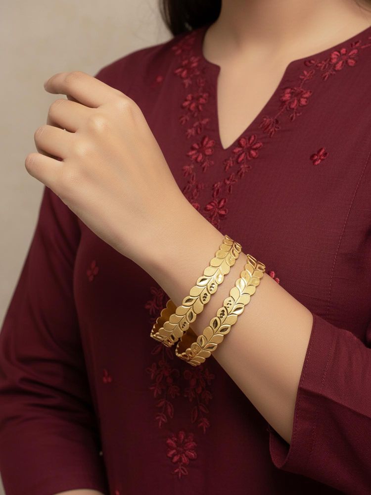 NVR Women Leaf Design Gold Plated Kadas-picture-15