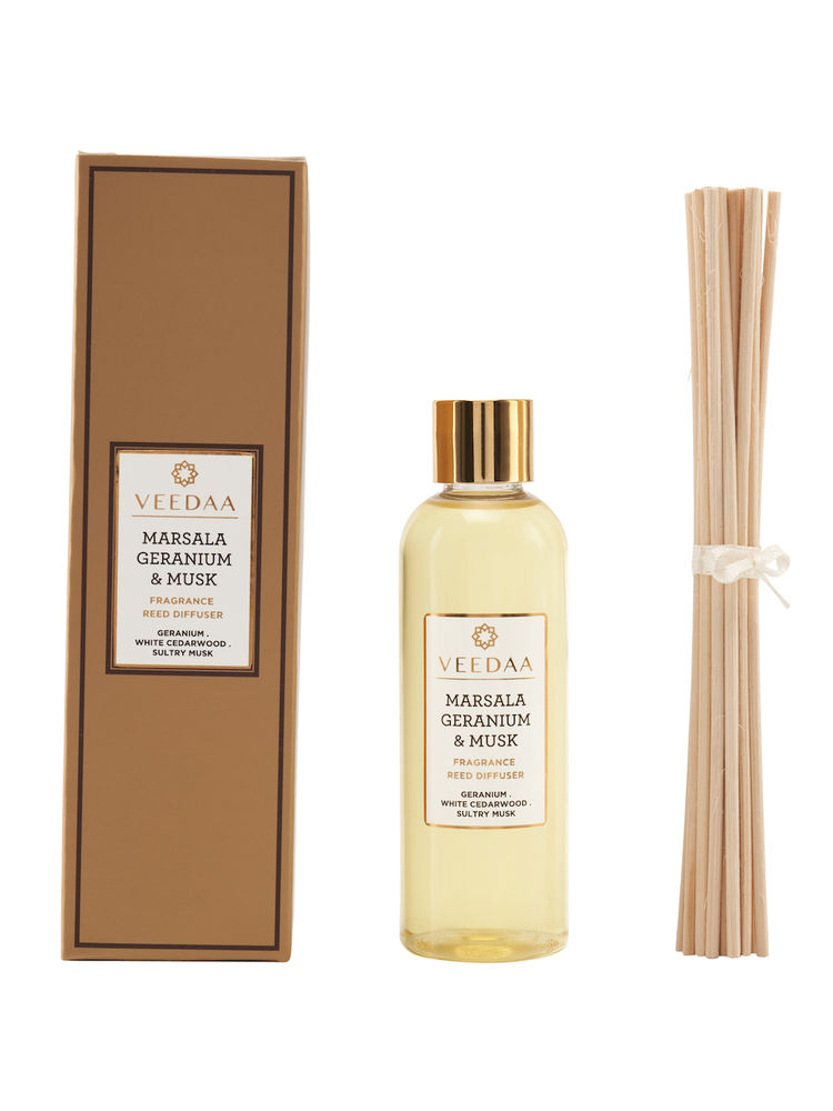 Veedaa Candles Marsala Geranium & Musk Diffuser Oil Refill & Reeds Set-image-22