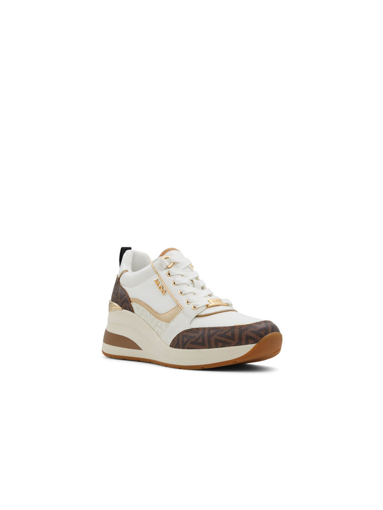 Aldo Women Dark Brown & White Sneakers
