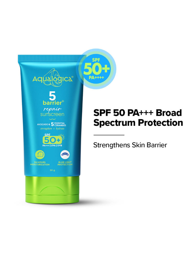 Aqualogica 5 Barrier+ Repair Sunscreen With Avocado & 5 Essential Ceramides SPF 50 PA++++ UVA/B-picture-9