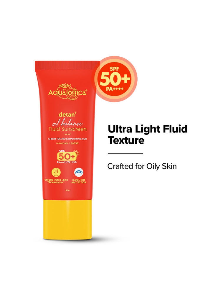 Aqualogica Detan Fluid Sunscreen SPF50+ PA++++ UVA, UVB with Hyaluronic Acid For Tanned & Oily skin-picture-41