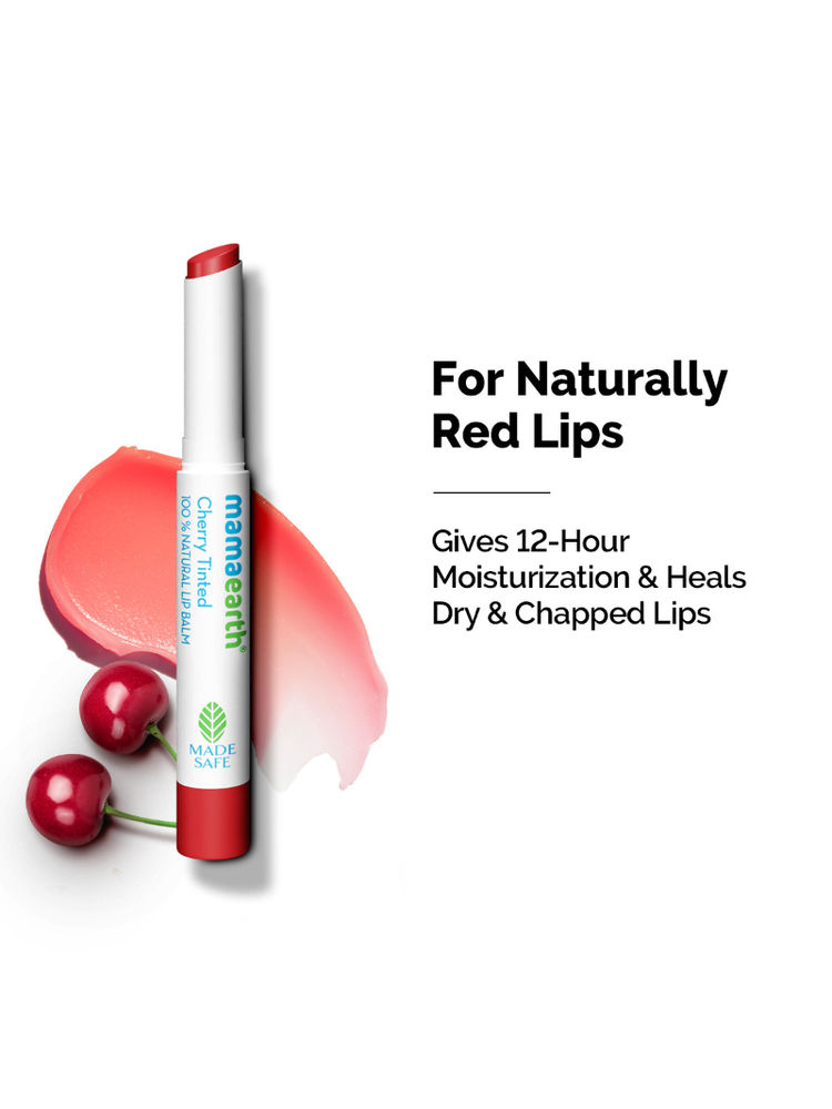 Mamaearth Cherry Tinted Natural Lip Balm for 12 Hour Moisturization and Naturally Red Lips