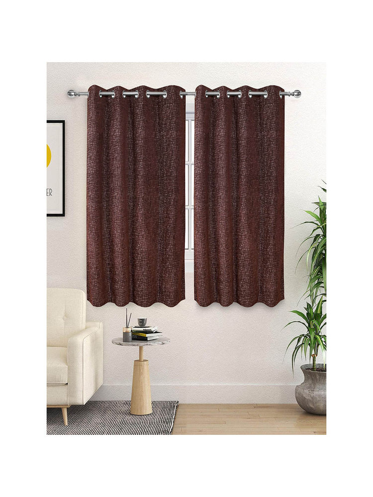 Saral Home Brown Tic Tac Chenille Blackout Curtains (4X5 Feet)-image-34