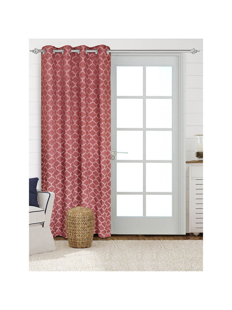 Saral Home Noor Cotton Mauve Printed Room Darkening Curtains (4X9 Feet)-image-23