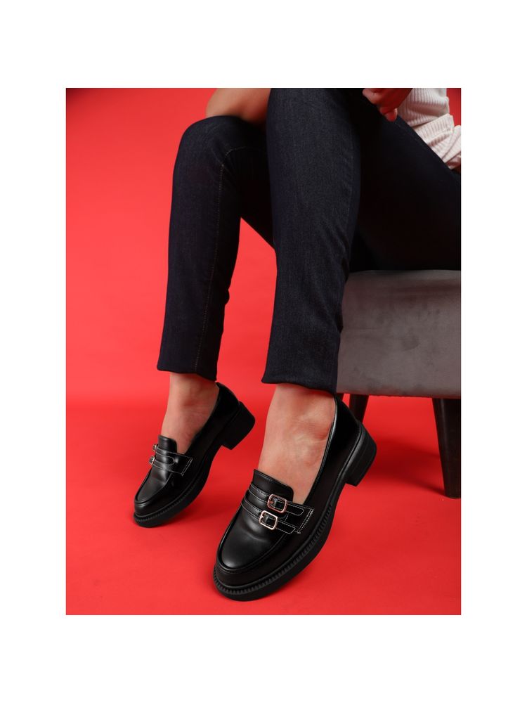 Truffle Collection Black Solid Loafers-picture-31
